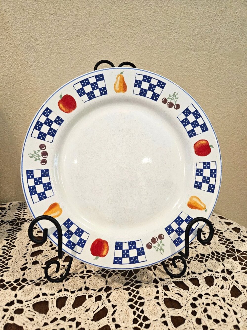 Vintage Newcor Orchard Picnic 1994 Stoneware Dinner Plates Set Of 7